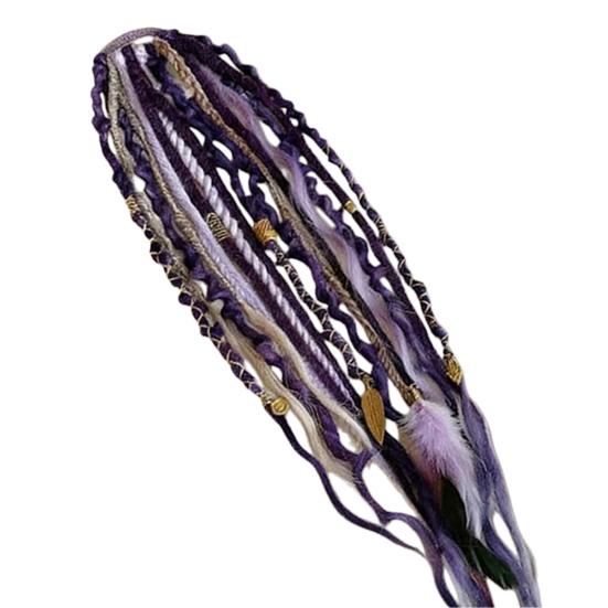 Бохо Плетеное наращивание хвоста с резинкой для волос Легкие заплетенные вручную косы Наращивание волос Женщины Мужчины Длинный Викинг Дреды Бусины Наращивание хвоста