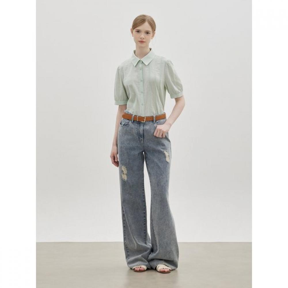 Cc Collect. Lace Trimming Stripe Blouse C262msc042
