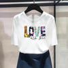 (Asian Size) Fashion Print Love Letter 90s Trend Cute Sweet Graphic Tee Female Casual T Clothing Casual Women's Summer Top Short Sleeve T-shirt