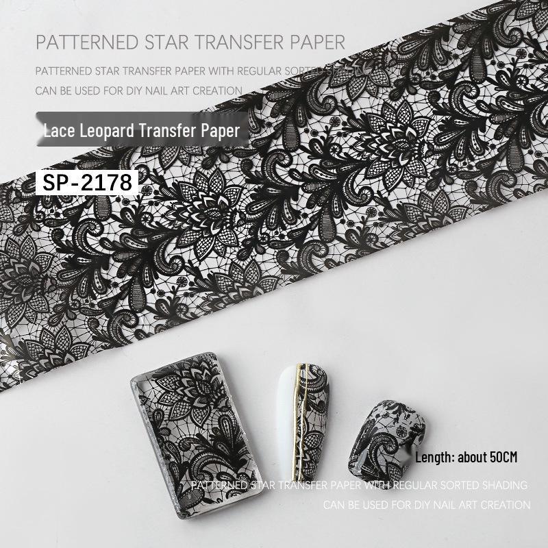 Наклейки-переводки для нейл-арта «Звездное небо»: Кружево и Леопардовые Лазерные Принты