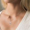Rotatable Crown Zircon Cross Pendant Necklace Light Luxury Shiny Cross Stainless Steel Chain Choker For Women Men Prayer Jewelry