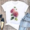 (Asian Size) Tee Top Woman Female Flower Love Trend 90s Short Sleeve Clothing Print Fashion Graphic T-shirts Women T Shirt