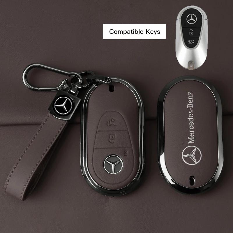 GLC GLB Чехол для брелока автомобиля из цинкового сплава и кожи, аксессуары для Mercedes Benz AMG W177 W176 X166 X167 C257 C218 X