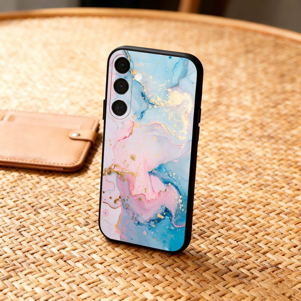 Чехол-накладка G-Glitter Art с мраморным узором для Samsung A73,72,71,A52,51,40,41,A22,A32,31,A13, Мягкий черный корпус