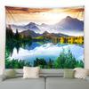 Tropical Jungle Green Leaf Landscape Tapestry Natural Mountain River Plant Tree Wall Hanging Picnic Mat Room Home Decoration