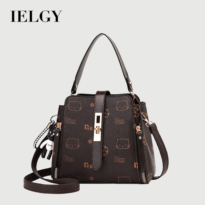 IELGY All-match Flexible Leather Cat Print Crossbody Bag