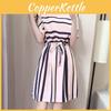 Elegant And Timeless Women Fashion Short Sleeve Casual Dress With Classic Stripes