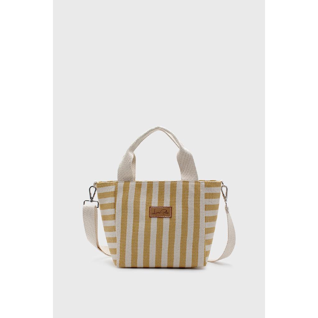 Women's Striped Mini Linen Tote Bag