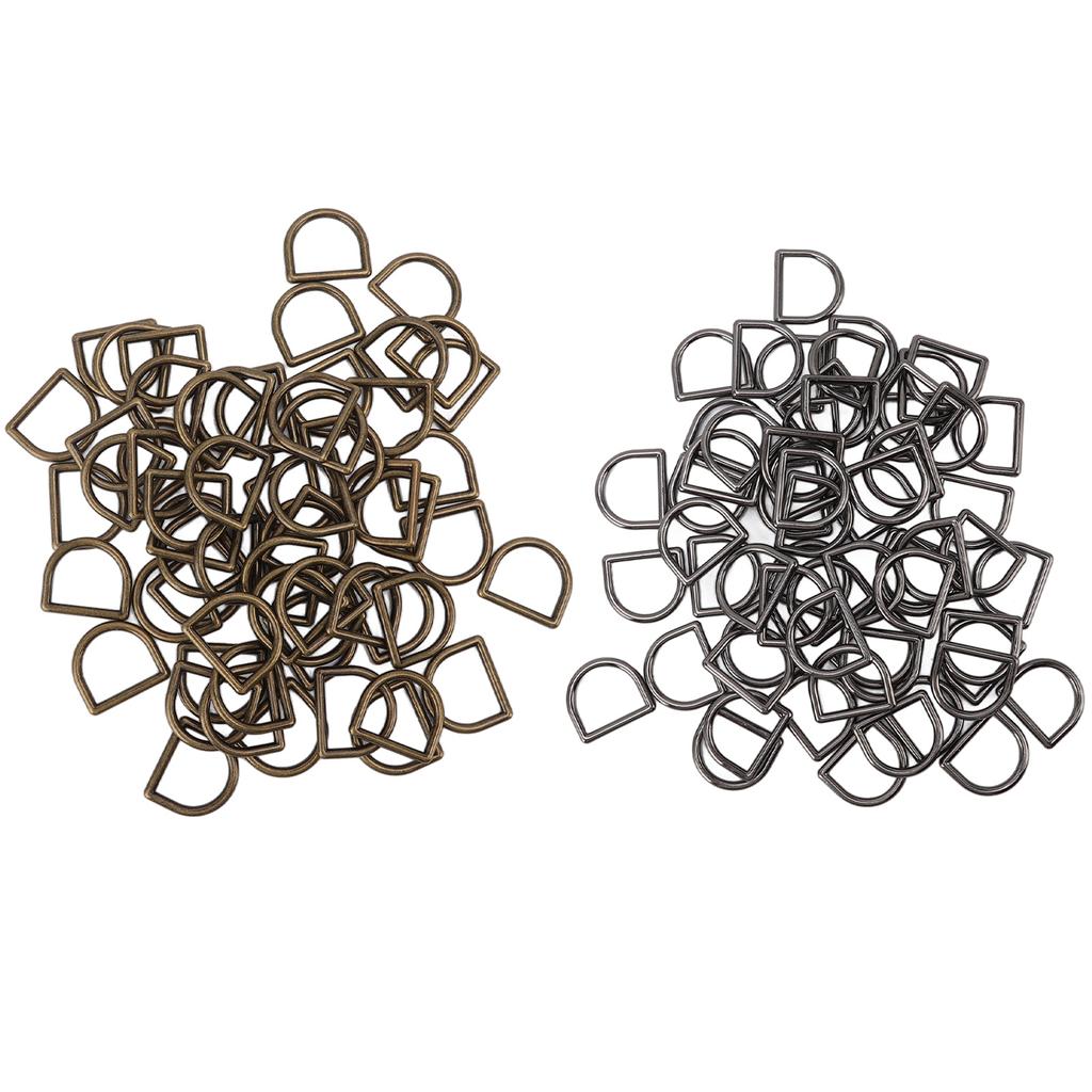 120 шт. металлических D-образных колец из бронзы и серебра, черного цинкового сплава, устойчивых к ржавчине, широко используемых D-образных колец для одежды