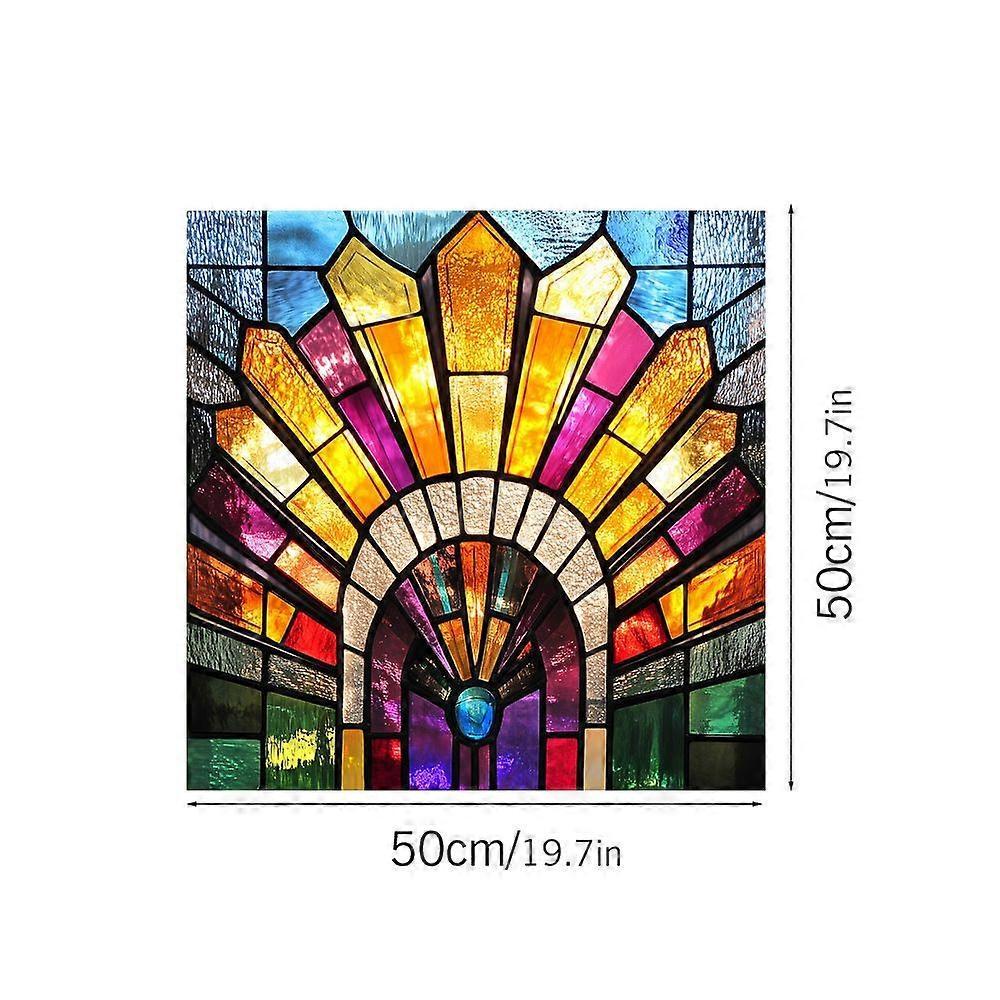 Static window film, colorful art, with stained glass pattern, removable decorative PVC sticker, 50 cm  50 cm (gold, 50 cm)