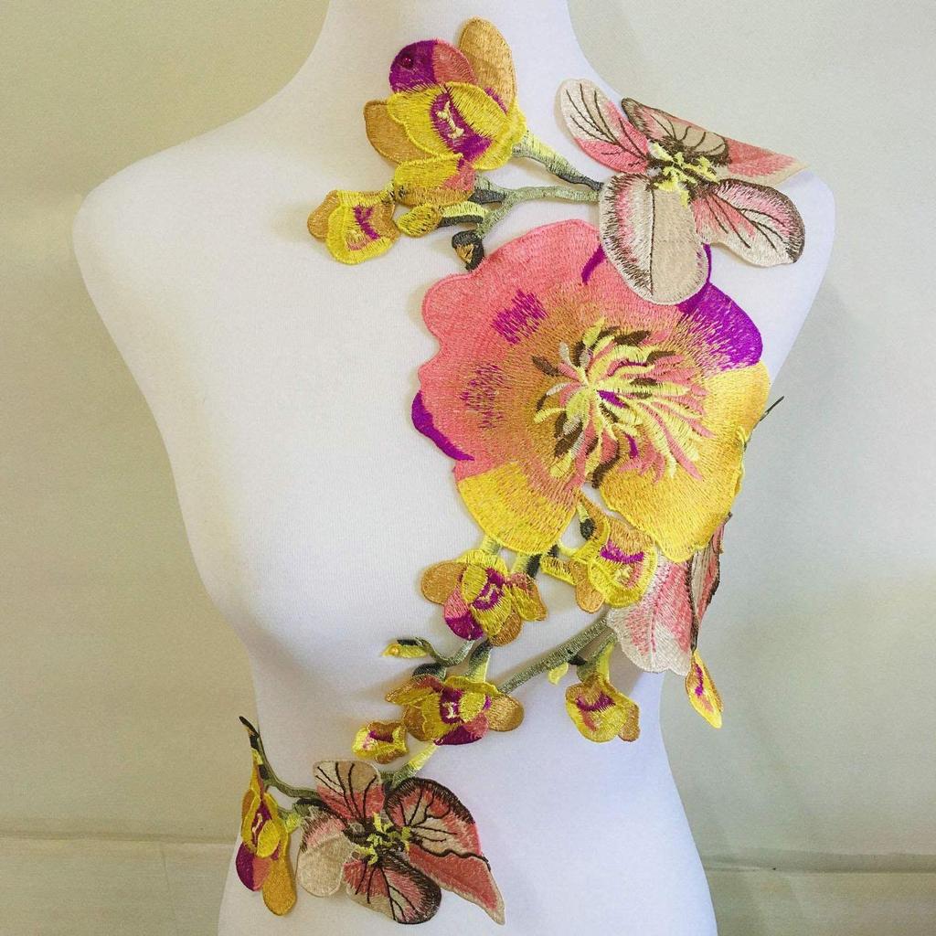 1 шт. Аппликация с вышивкой цветов для DIY одежды, платья, пришивные аксессуары, нашивки, аппликации для свадебного платья
