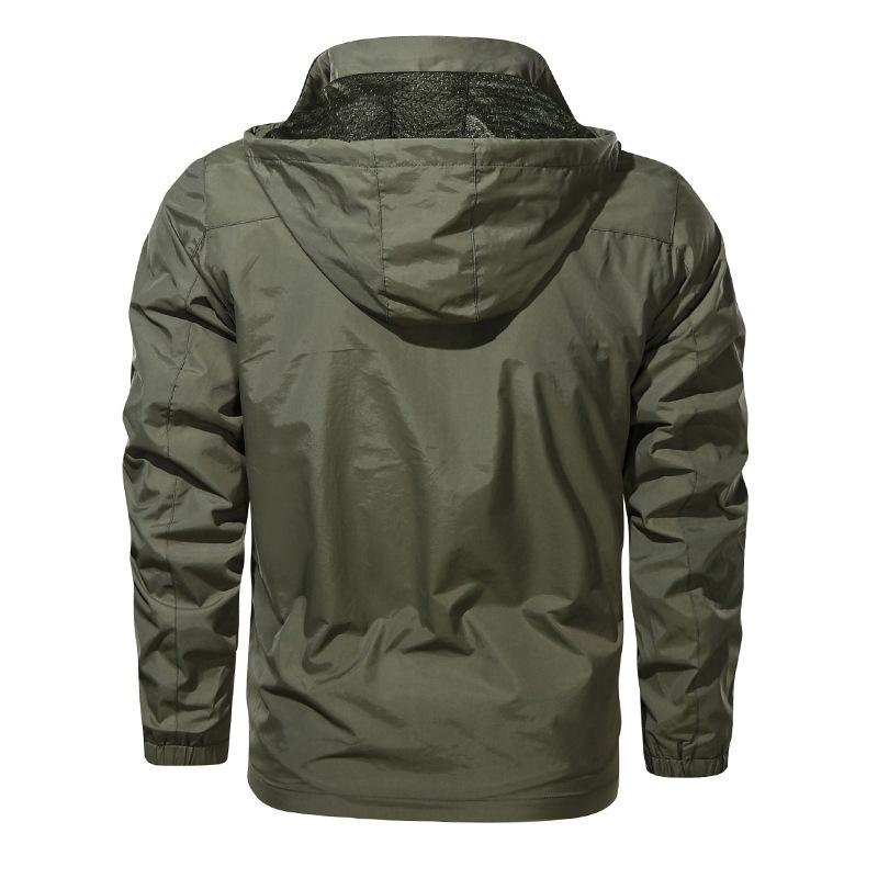 New Spring and Autumn Large Size Jacket Men's Windproof and Waterproof Outdoor Hooded Jacket Men's Jacket
