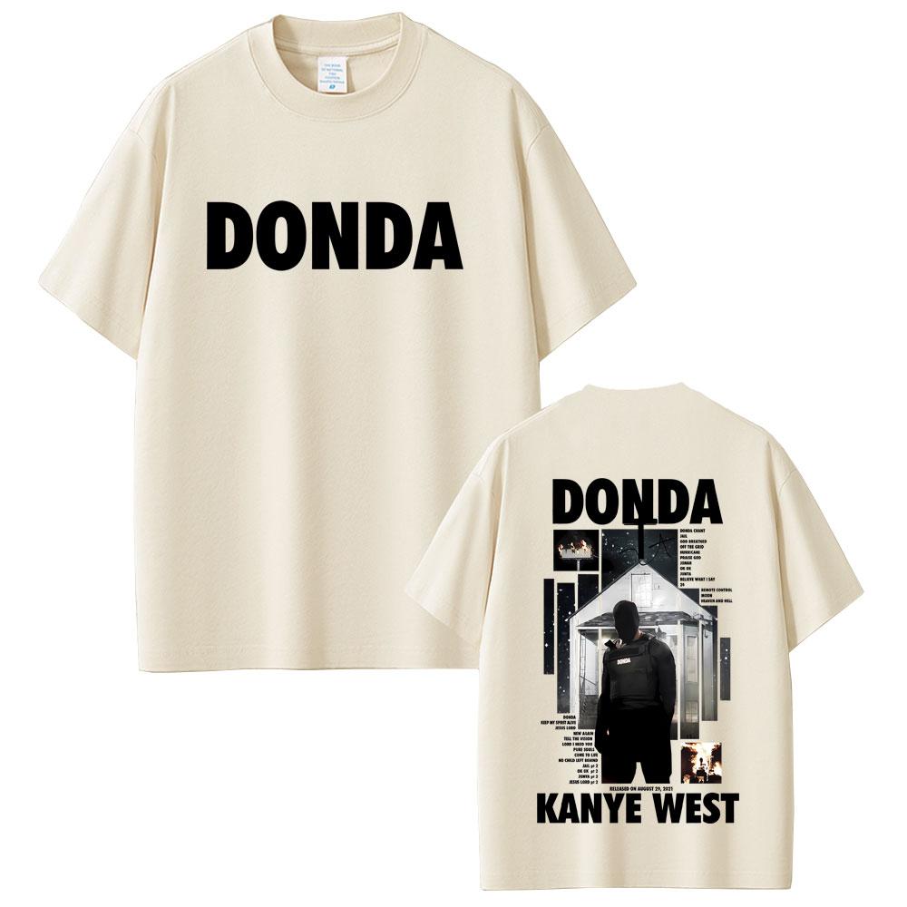 Футболка с принтом с обеих сторон Donda рэпера Канье Уэста Унисекс Женская Хип-Хоп Мода Поп-Музыка Футболки Унисекс Винтажные Футболки