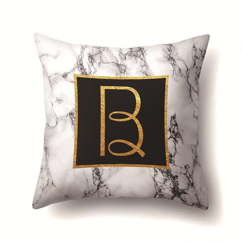 Полиэстеровая наволочка Домашняя Принт Мрамор Черный Золотой Наволочка 26 Английских Букв Наволочка