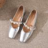 Fashion Women's Fashion Mary Jane Shoes Fall New Square Head Shallow Mouth Beaded Buckle Low Heel Comfortable Single Shoes