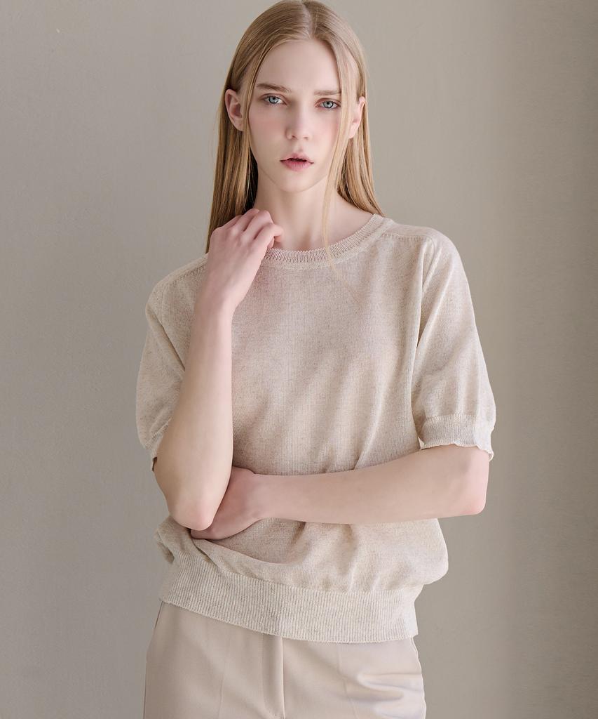 LUSIDA Modern Round Short Sleeve Knit_4 Colors