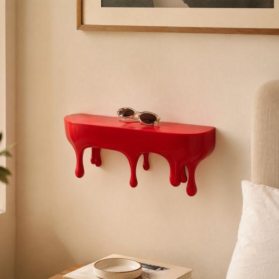 Melting Dripping Wall Shelf, 3D Printed Floating Shelf, Fun Dripping Display Shelf for Home Storage Living Room Decor