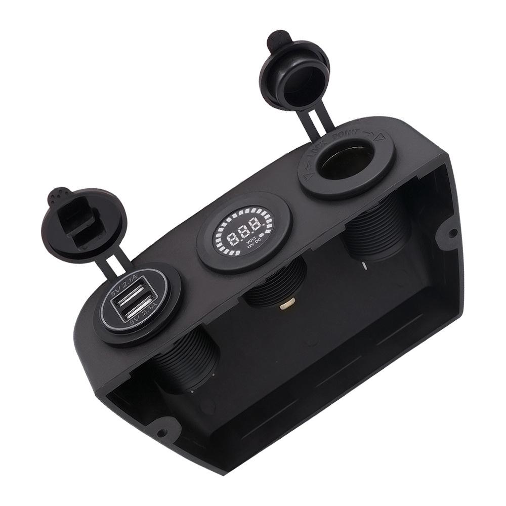 База для палатки с 3 отверстиями, 4,2 А, двойное зарядное устройство USB, 12 В постоянного тока, вольтметр, светодиодная розетка для автомобиля, мотоцикла, лодки, квадроцикла