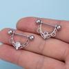 1 шт., штанга из нержавеющей стали, фианит, перегородка, козелок, хрящ, кольцо для соска, U-образное, полукруглые зажимы, украшения для пирсинга