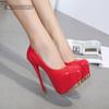 Fashion 16CM Thin High Heels for Women Platform Patent Leather Stiletto Shallow Modern Shoes Sexy Club Party Pumps Red Black Heels Women