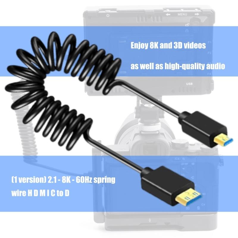 Flexible 8K@60Hz UHD2.1 Cable Wire Line Spring Design Aluminum Foil Shielded for Projectors Laptops
