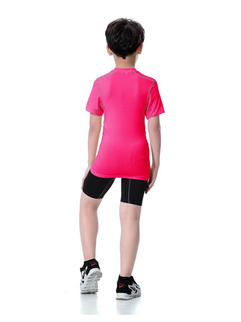 Kids' PRO Sports Fitness Gear: Boys' & Girls' Quick-Dry Running Sets with Long/Short Sleeve Shirts, Elastic Shorts, and Long Pants.