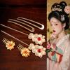 1 набор классических старинных палочек для волос с жемчужным цветком, гребень для волос в стиле ретро династии Тан, женская шпилька