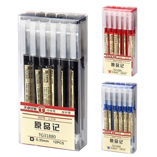12Pcs/Box 0.35mm Creative Black/Red/Blue Ink Gel Pen for School Student Work