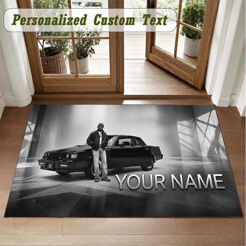 Crystal Velvet Square Rug Custom NameKendrick Lamar Pattern Non Slip Home Floor Decor Rug
