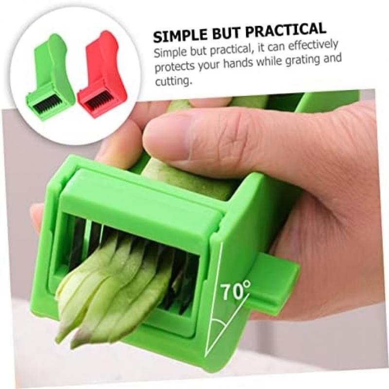 FUNNETOYU 2-Piece Vegetable Chopper Set with Finger Guard, Kitchen Vegetable Slicer, Manual Vegetable Grater, Practical Green Bean Shredder