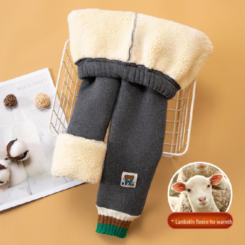 Стильные черные зимние леггинсы с бархатной подкладкой для девочек - теплые и уютные брюки для детей