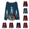 Женский модный повседневный трикотажный свитер с длинным рукавом и рождественским принтом, круглый вырез
