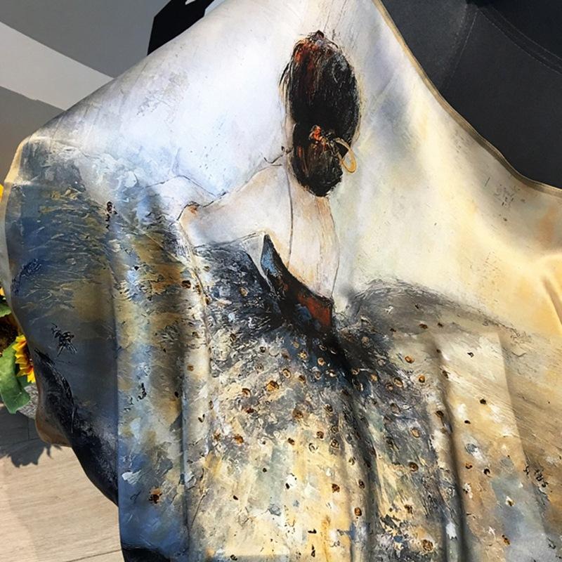 Romantic Dance Silk 70Cm Square Scarf Elegant Gentle Girl Mulberry Silk Silk Scarf Square Scarf Decorative Tie Scarf