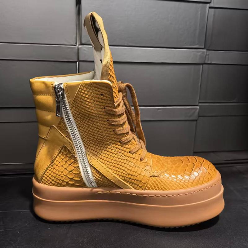 Мужские и женские кроссовки ручной работы из натуральной кожи с тиснением под змеиную кожу, повседневные, с высоким верхом, унисекс, с круглым носком, на шнуровке, Ipeprs Geo-basket, красивые ботинки