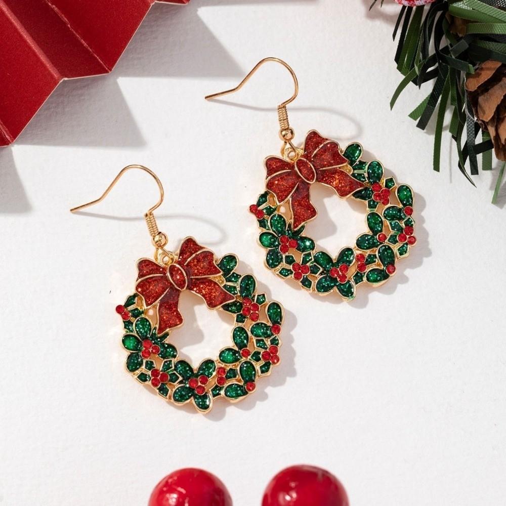 1 Pair Bowknot Christmas Earrings Party Decorations Xmas Stud Earrings for Women