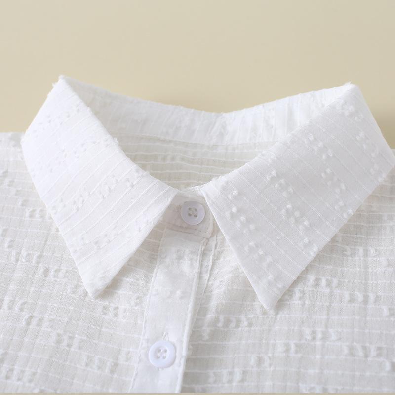 Fake Collar Women'S Pointed Neck Jacquard Round Neck Fungus Edge Lady'S Collar Shirt Stand-Up Collar Cotton White B507