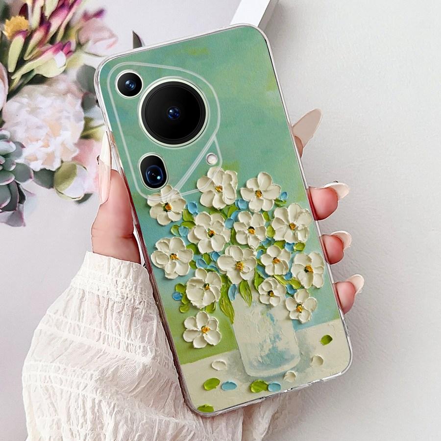 For Huawei Pura 70 Ultra Case Cute Cat Flower Soft Silicone Funda for Huawei Pura70 Pura 70 Pro+ Shockproof Cover Capa