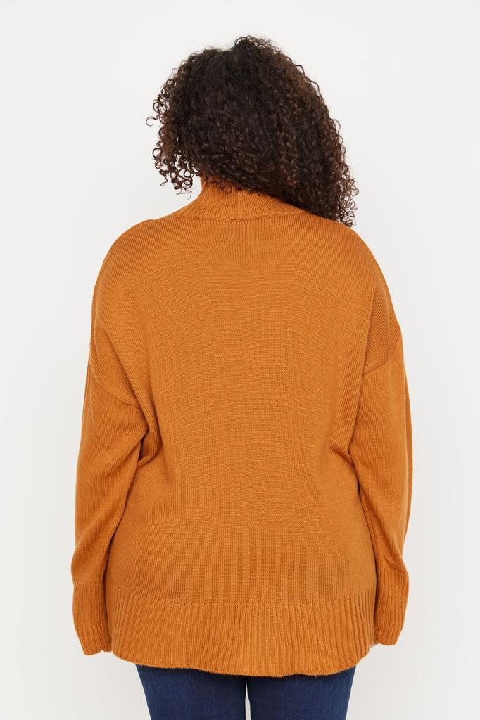 Женская мода, новый свитер больших размеров, водолазка с корицей, трикотаж с низкими плечами, свитер