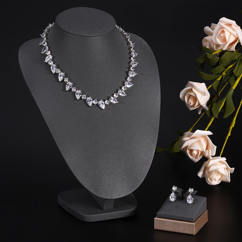 Ювелирные изделия в европейском и американском стиле, ожерелье с каплями воды из циркона, женственное свадебное платье, высококачественные свадебные украшения, комплект сережек-гвоздиков