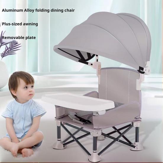 Foldable Toddler Chair with 3-point Harness Storage Bag Adjustable Straps Removable Tray Portable Feeding