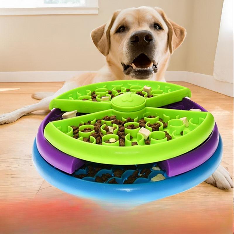 Веселый лабиринт, миска для медленного кормления, трехцветный вращающийся диск, прорезывание зубов, игрушка для высыпания корма, вращающаяся кормушка, миски для риса для собак и кошек