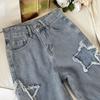 Джинсовые популярные Ins Fashion Корейский со звездой 2023 Весна Осень Новые прямые свободные джинсы с высокой талией