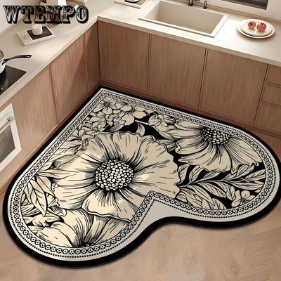Милый коврик в форме сердца, впитывающий грязь, устойчивый к износу и скольжению для кухни и ванной комнаты
