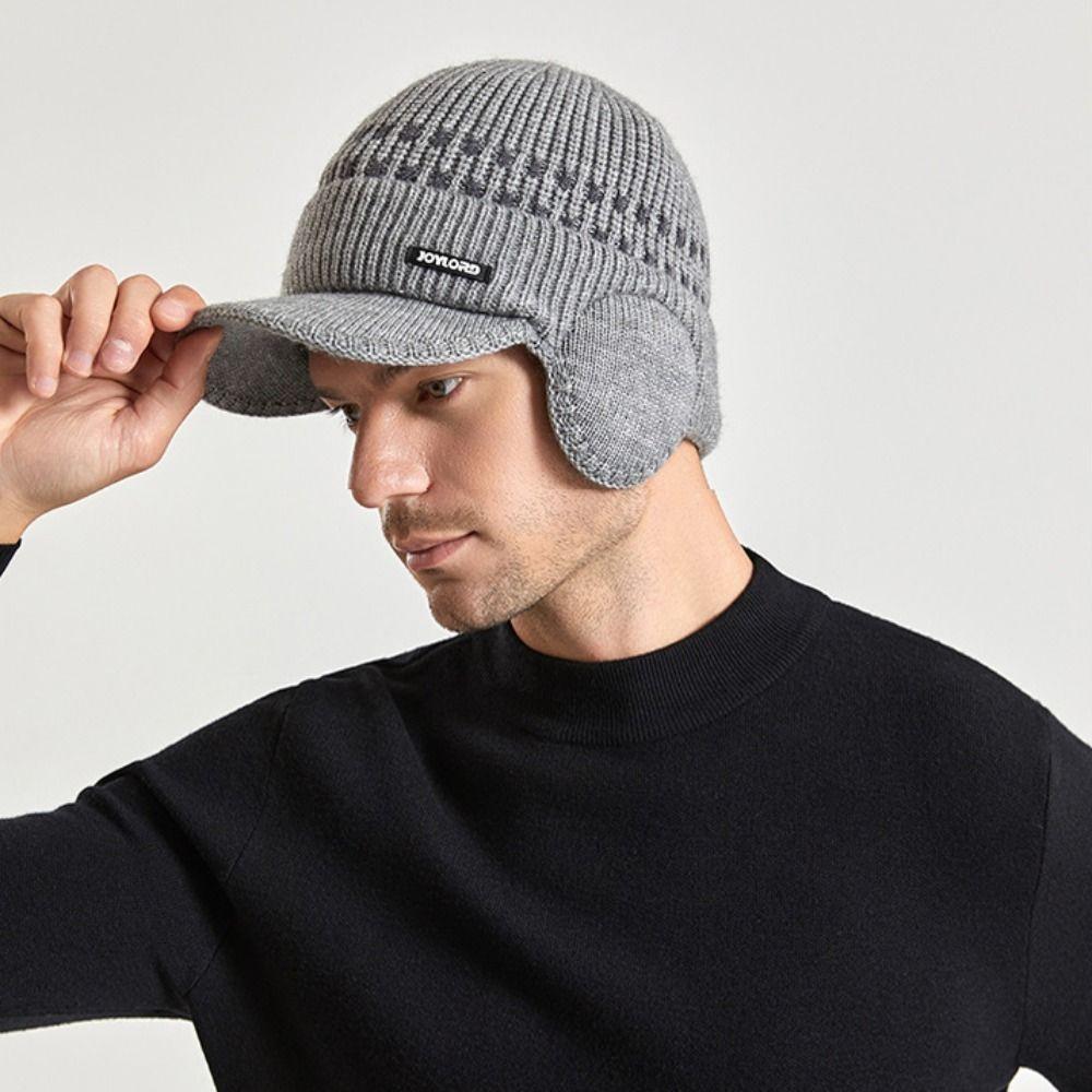 Утепленная вязаная шапка-ушанка Benines с простыми вязаными черепами для мужчин