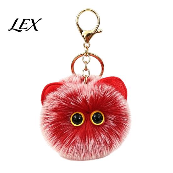 Lightweight Bag Pendant Plush Cat Ball Keychain, Fluffy Kitten Pompom Charm, Keychain with Key Holder Charm Metal Lobster Clasp, Backpacks Keys