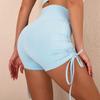 Women New Nude Sports Drawstring Tight Shorts High Waist Elastic Hip Lifting Fast Drying Yoga Pants