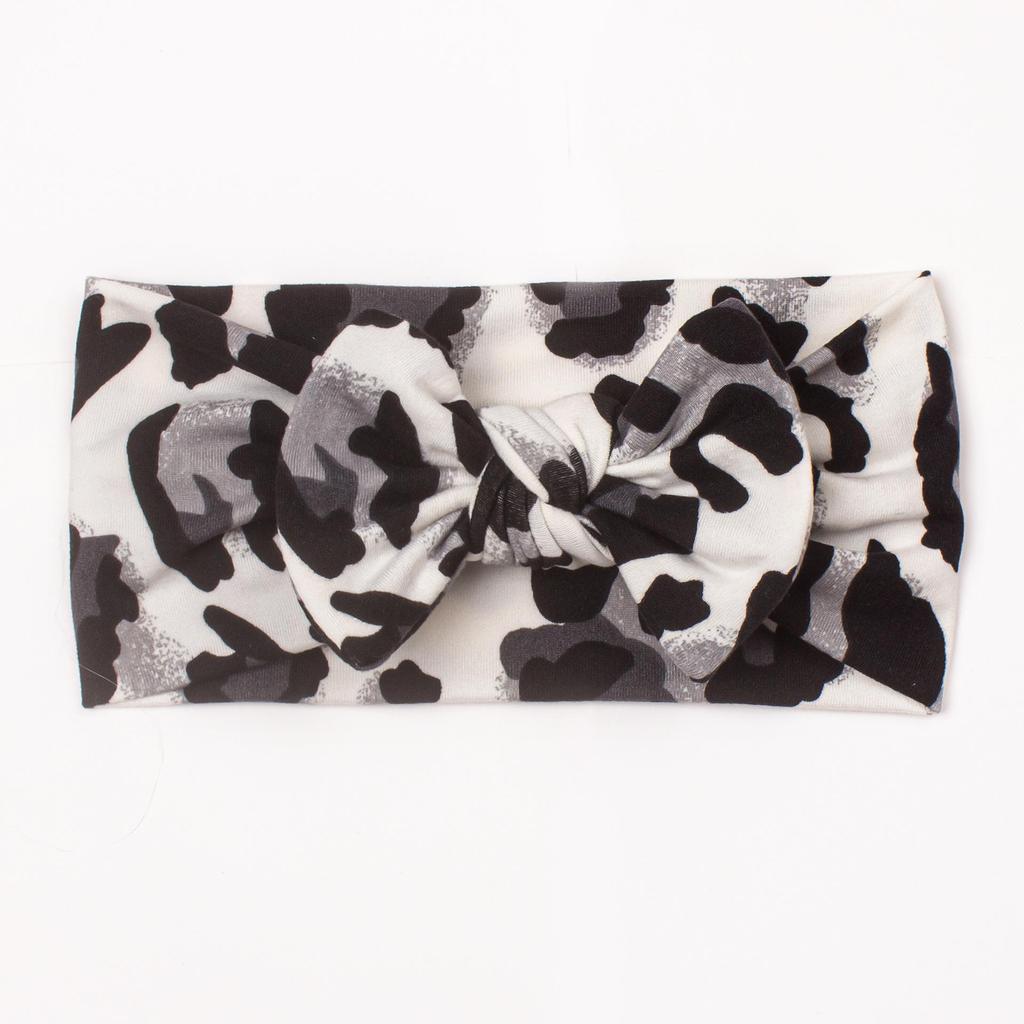 Новая детская повязка на голову с широким бантом с леопардовым принтом