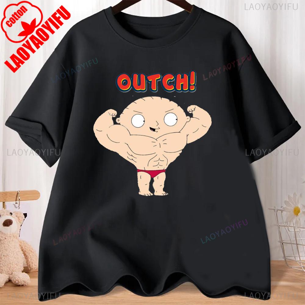 FMILY GUY Stewie Tattoo Brian Cartoon FMILY GUY Printed T-shirt for Fitness Training Jogging Outdoor Activities