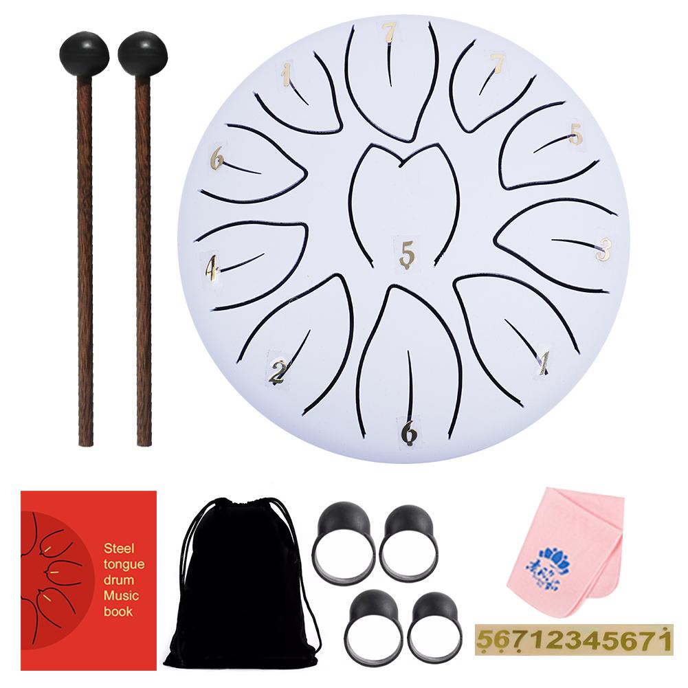6 Inch 11/8 Notes Handpan Drum with Drum Bag Music Book Drum Mallets Hand Pan Drum for Entertainment Meditation Yoga Zen Gifts