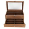12 Slots Glasses Box Wooden Double Layer Glasses Display Case Box Organizer Decoration